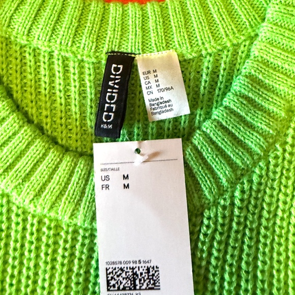 H&M neon green crop chunky sweater vest NWT - Picture 4 of 6